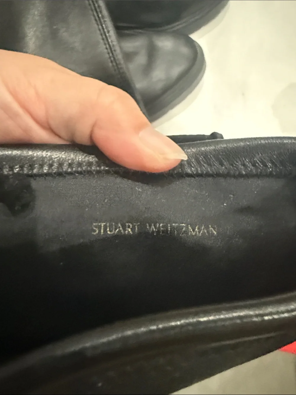 Stuart Weitzman Black Leather Over-the-Knee Lug-Sole Boots